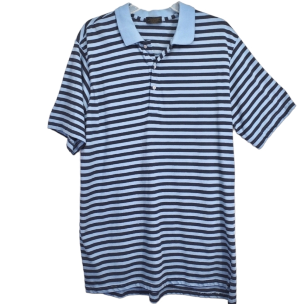 Steve & Barry's Authentic Outfitters Men's Polo Shirt Blue/Stripes Size XL